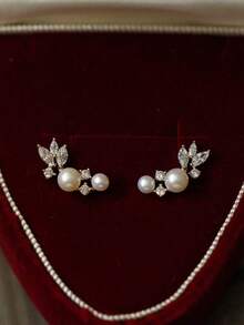 1 buah Anting Tusuk Anak Perempuan dengan Desain Ranting dan Daun Pohon yang Elegan dan Indah, Perhiasan Berkualitas Tinggi Cocok untuk Pesta, Pemakaian Sehari-hari, dan Jamuan Makan - Emas - View 3