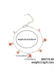 1pc Elegant Lucky Clover Shaped Chain Bracelet, Suitable For Casual Daily Wear - Multicolor - View 11