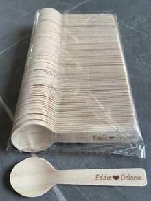 Custom Engraved Wooden Popsicle Sticks 50/100/200pcs, Personalized Name/Logo Printing, Suitable For Birthday Party, Baby Shower And DIY Crafts, Natural Wooden Ice Cream Sticks For Party Favors, Wedding And Children's Crafts - Multicolor - View 7
