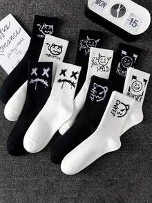 Graffiti Print Ankle Socks | Urban Street Style, Unisex, Breathable & Comfortable | Multiple Designs, Suitable For Sports And Daily Wear, Teens Socks, Random Styles - Multicolor - View 1