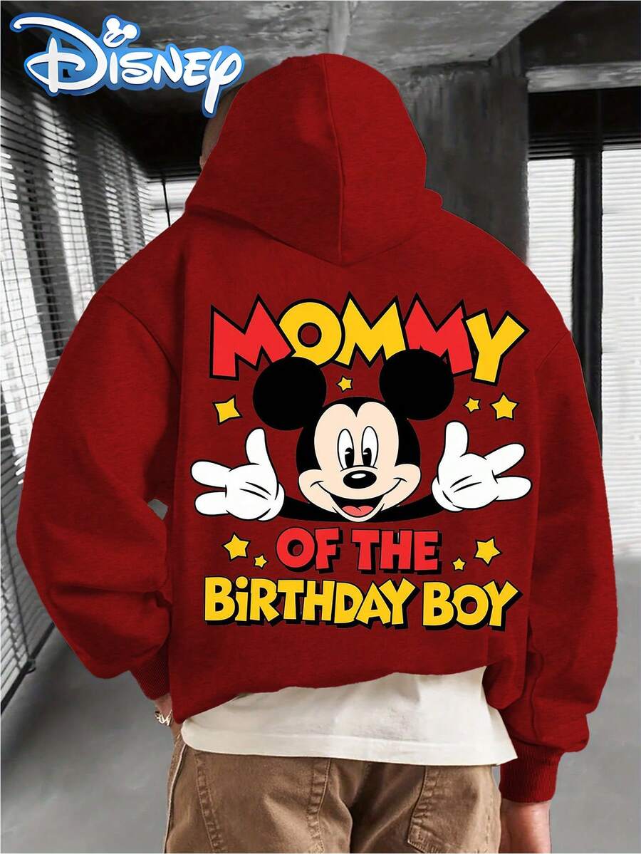 Disney Men's Casual Hoodie Featuring A Mickey Mouse Print. With Its , Stylish Design And Relaxed Fit, It's The Perfect Choice For Streetwear And Fashion-Forward Looks-Making It An Ideal Gift. Disney Hoodies - Đỏ - Xem 1