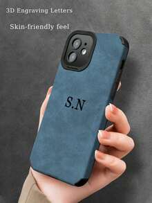 1 ốp lưng điện thoại tùy chỉnh tương thích với iPhone 17 16 15 14 13 12 11 Pro Max 17 Air 16 15 14 Plus, ốp bảo vệ chống sốc cao cấp họa tiết lông thú kiểu Hàn Quốc, tên viết tắt cá nhân hóa, ốp da tự thiết kế, quà tặng ngày lễ cho các cặp đôi, bạn bè, gia đình, ốp điện thoại 2026 - Màu xanh hải quân - Xem 3
