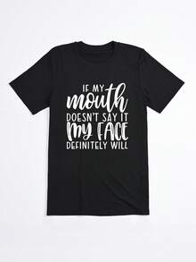 Camiseta Negra con Estampado de Frase Divertida para Mujer Ideal para Ocio y Verano - Negro - Ver 2