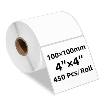 4英寸×6英寸热敏标签，每卷350/500张，100*100毫米/100*150毫米空白自粘可打印标签，孔径40毫米，耐油白色可打孔标签，永久性粘合剂，商用级，适用于亚马逊物流（FBA）和UPS邮寄地址