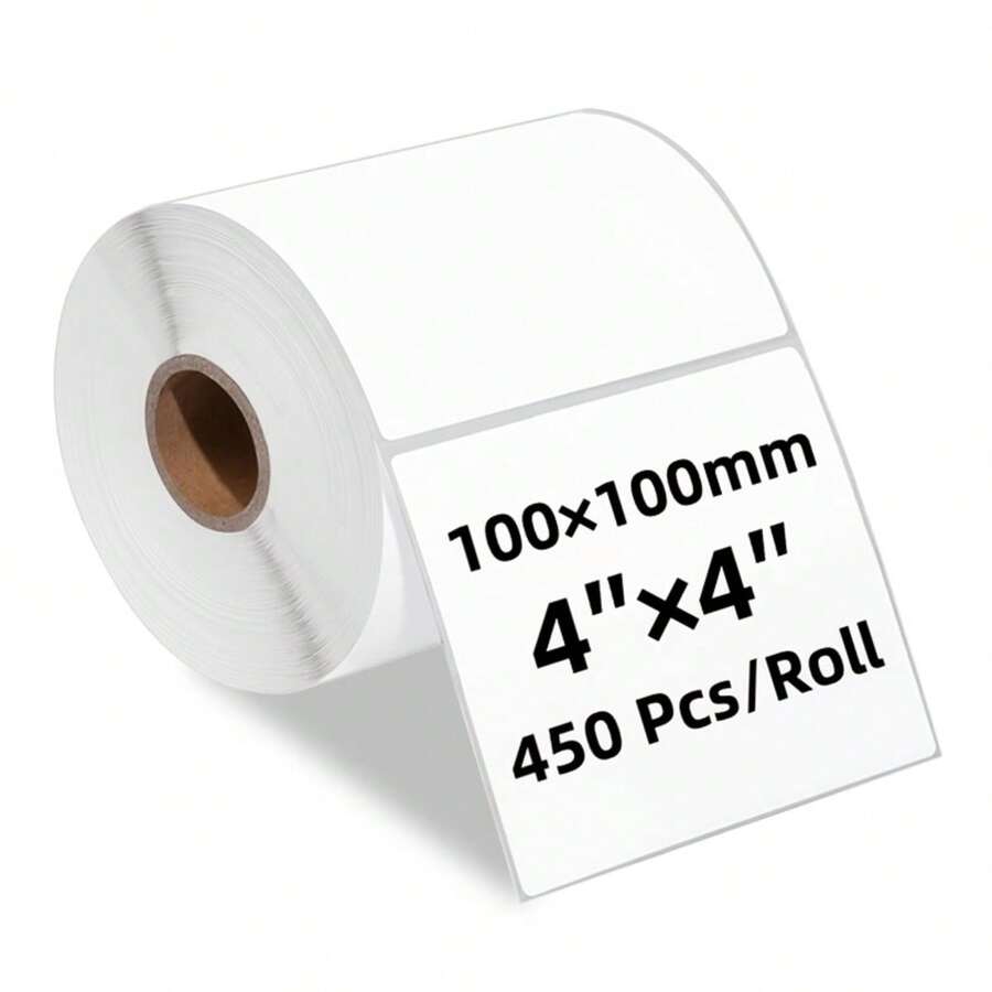 Nhãn vận chuyển in nhiệt trực tiếp 4"x6", 350/500 nhãn mỗi cuộn, nhãn tự dính in được, kích thước 100*100mm và 100*150mm, đường kính lỗ 40mm, chống dầu, màu trắng, có thể đục lỗ, keo dính vĩnh cửu, chất lượng thương mại, dùng cho địa chỉ gửi thư FBA UPS.