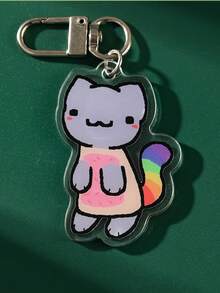 2D Flat Style Acrylic Keychain Pendant - Cute Backpack Accessory And Keychain - Gift For Friends - Creative Red And Green Accessory - Everyday Carry Keychain - Backpack Charm - Back To School Essential - Back To School Season Gift - Multicolor - View 3