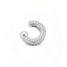 Collar y pendientes minimalistas de plata 925 con ojo turco y signo zodiacal, joyería mexicana hipoalergénica, clips de oreja con circonita y perla redonda para mujeres sin perforaciones, pendientes personalizados sencillos y elegantes, pendientes de lujo ligero de alta gama al por mayor, joyería Bizzarro . - Clip para la oreja - plateado - individual - Ver 6