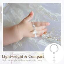 30pcs/Set Baptism Gifts, Includes 30pcs Rosary Beads With Cross, 30pcs Organza Bags, 30pcs Cards For First Holy Communion Baptism Wedding Party Favors (Silver) - A - View 4
