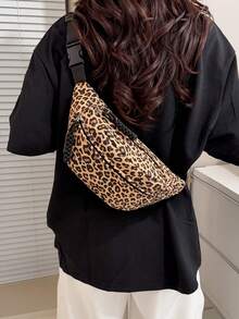 Túi đeo hông/đeo chéo bằng nylon họa tiết da báo thời trang, gợi cảm dành cho nữ. - Màu Khaki - Xem 5