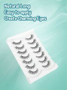 7er Pack Klare Band Wimpern C Curl, natürlich aussehende transparente weiche Band Kunstmink Wimpern für Katzenaugen Make-up - Schwarz - Übersicht 5