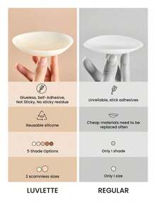 Reusable Not Sticky Self-Adhesive No-Show Silicone Nipple Covers-Non-Adhesive-Almond Wedding Bra - Vanilla - Xem 3