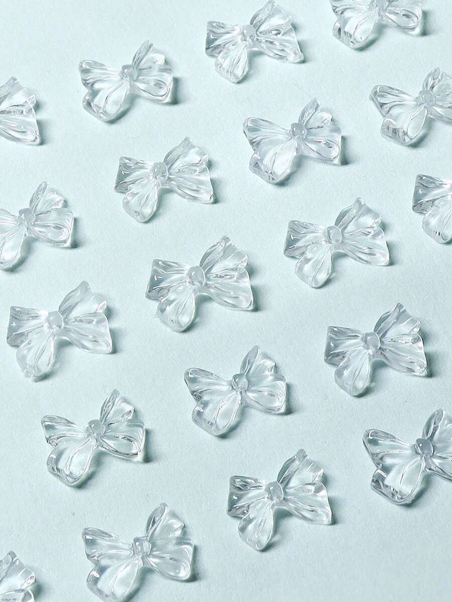 30入透明果凍色蝴蝶結美甲飾品，極小尺寸，糖果色透明可愛蝴蝶結，亮面INS Y2K風格DIY美甲裝飾