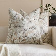 1pc Khaki & White Palm Leaf Pattern (No Filling) Vintage Floral Decorative Throw Pillow Cover, Fashionable Retro Comfortable Jacquard Chenille Fabric + Faux Cashmere Trim, Suitable For Home Decor, Sofa, Bed, Bedroom, Gifts, Holidays, All Seasons - Khaki - View 16