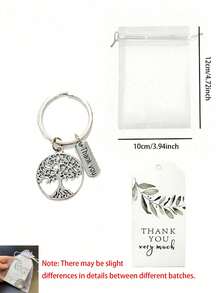 5pcs/Set Life Tree Keychain Gift Set, Includes 5 Life Tree Keychains, 5 Green Leaf Thank You Cards, 5 White Organza Bags, Adult Party Favors, Graduation And Team Appreciation Gifts - Multicolor - View 8