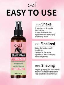 C-ZI 玫瑰水编发护理喷雾，深层滋养编发，提供水分和保湿，令秀发自然亮泽，100毫升/3.52液盎司 - 100ml - 查看 7