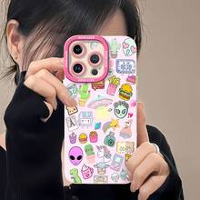 Funda para móvil con un bonito diseño de dibujos animados, compatible con Samsung, Apple, VIVO, OPPO,  y Honor. Fabricada en TPU, ofrece protección contra golpes y caídas. Un regalo perfecto para amigos y familiares. - Blanco - Ver 5