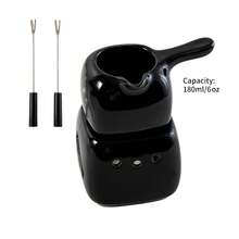 1 Set de 180ml/6oz Olla de Fondue de Chocolate Minimalista de Cerámica (Con 2 Tenedores), Olla de Cerámica para Derretir Mantequilla, Apta para Queso, Chocolate, Mantequilla, Caramelo, Ideal para Citas, Cumpleaños, Bodas, Reuniones, Fiestas, Exquisito Regalo de Boda - Multicolor - Ver 3