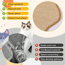 Cat Scratcher Mat With Sticky Tapes, Cat Scratching Carpet For Indoor Cats, Horizontal Cat Scratcher For Cat House, Scratching Posts, And Couch Protection - A - View 3