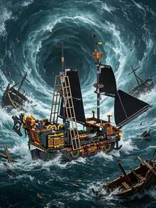 这款豪华的1427片迷你积木游戏，是一款有趣的成人玩具，可以缓解压力和焦虑，是一款充满想象力的海盗船模型拼装拼图，是完美的生日礼物，一套精致的安娜女王号船模型拼装套装（含贴纸）。 - 彩色 - 查看 15