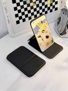 Portable Foldable Makeup Mirror | Compact & Portable | Suitable For Men And Women Students | Fashionable Desktop Tool Essential For Girls To Touch Up Makeup Anytime | High-Definition Glass Mirror Surface | Suitable For Dorms, Business Trips, Travel Essentials | Premium & Practical Makeup Mirror, Perfect Gift For Women | Personalized Mirror Essential For Bathroom Decor And Bedroom Decoration - 1PC - View 8