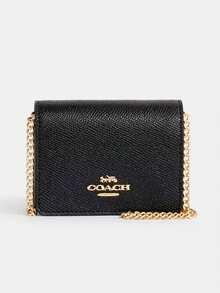 Coach Women's Small Chain Crossbody Bag, Mini Handbag Shoulder Bag - Black - View 5