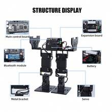 Sistema de control ESP32 Hexápodo Robot con estructura metálica 18 grados de libertad Robot araña de aluminio - Negro - Ver 7