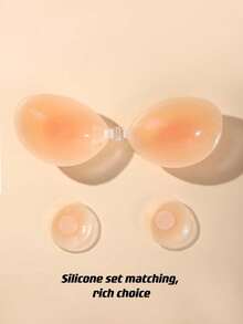 1 Set Silicone Sticky Bra + Nipple Covers, Invisible Straps Lift Up Design, Self-Adhesive Strapless Style, Suitable For Wedding Dress, Formal Gown, Off-Shoulder, Backless, Spaghetti Strap, Bodycon Dress, Sheer Top, Spaghetti Strap, Bridal Shower, Travel - 1 Bra + 2 Nipple Covers - View 9
