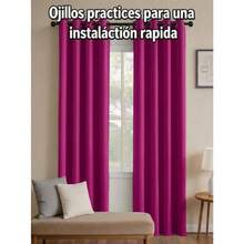 1 Piece Thermal Blackout Curtain 135x225 Cm, Total Light And UV Ray Blocking, Noise And Temperature Insulation, Ideal For Bedroom, Living Room Or TV Room - 玫紅色 - 查看 8