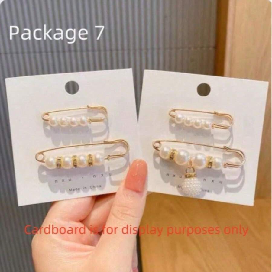 4 chiếc ghim cài áo ngọc trai, phù hợp cho quần áo nữ/bé gái, váy, quần tây, chân váy, áo khoác cardigan, ghim cài áo ngọc trai giả dùng để nối dài ống quần (không kèm thẻ). - gói7 - Xem 1