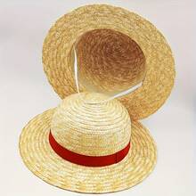 Cosplay Straw Hat - Anime-Themed Summer Beach Hat With String Strap, Unisex, Suitable For Themed Parties, Outdoor Adventures (Cartoon Character Accessory) - 1個 - 查看 1