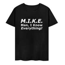 Casual black M.I.K.E. Man I Know Everything graphic tee, daily street wear. - Negro - Ver 1