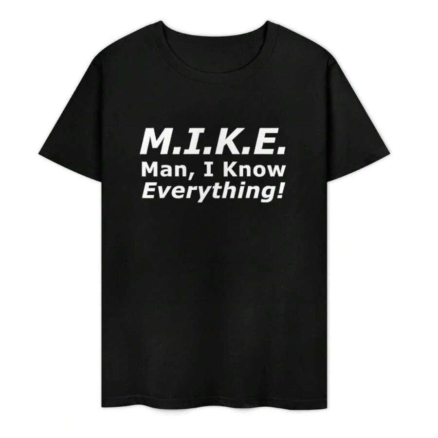 Casual black M.I.K.E. Man I Know Everything graphic tee, daily street wear. - Negro - Ver 1