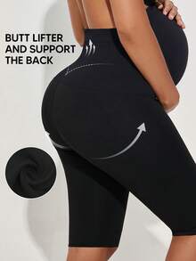 Pantalones cortos de cintura alta para maternidad color negro - Negro - Ver 2