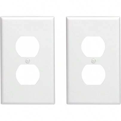 Outlet Covers Wall Plates -Duplex Outlet Covers, 1-Gang Standard Size Wall Plate Outlets, Duplex Receptacle Wall Plate,Unbreakable Polycarbonate Thermoplastic,Listed (2-Pack,White)