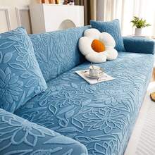 1pc Camellia Sofa Cover, Non-Slip & Durable, Pet-Friendly, Fade-Resistant, Versatile, Scratch-Proof, High Elasticity, Available In Multiple Colors, Fashionable & Comfortable, Machine Washable, Reusable, Suitable For All Seasons - Blue - View 4