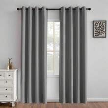1 Piece Thermal Blackout Curtain 135x225 Cm, Total Light And UV Ray Blocking, Noise And Temperature Insulation, Ideal For Bedroom, Living Room Or TV Room - 灰色 - 查看 1