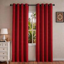 1 Piece Thermal Blackout Curtain 135x225 Cm, Total Light And UV Ray Blocking, Noise And Temperature Insulation, Ideal For Bedroom, Living Room Or TV Room - 大紅色 - 查看 10