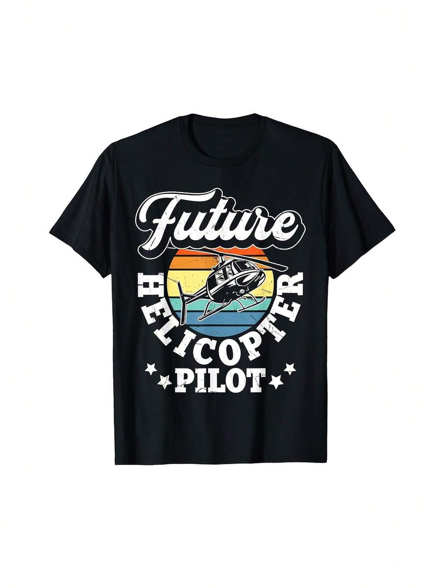 Camiseta de Futuro Piloto de Helicóptero - Negro - Ver 1