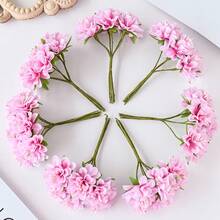 1/3/500pcs (6-Stem) Artificial Carnation Flower Bouquet Mini Letter DIY Wreath Material Candy Box Accessory Home Wedding Decor Bridal Wrist Flower Corsage Hair Flower Material New Year Decor Birthday Party Cake Accessory Valentine's Day Gift Graduation Ceremony - Pink - View 4