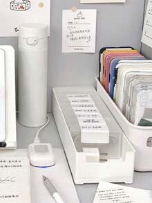 1組電纜管理收納盒，適用於辦公室、居家桌面配件收納、文具用品、電子產品整理、桌面電纜收納盒 - 白色 - 查看 4