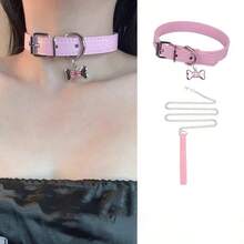 Bộ 2 dây chuyền choker hình xương phong cách Y2K, thiết kế ngọt ngào và thanh lịch, phù hợp cho các bữa tiệc và dịp đặc biệt, chất liệu giả da, phù hợp mọi mùa. - Xem 5
