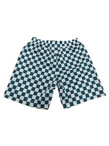 1 chiếc quần short nam kẻ caro kiểu dáng casual đi biển, thoáng khí, nhẹ và thoải mái, thích hợp cho kỳ nghỉ hè. - màu xanh lá - Xem 4