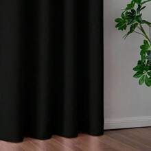 1 Piece Thermal Blackout Curtain 135x225 Cm, Total Light And UV Ray Blocking, Noise And Temperature Insulation, Ideal For Bedroom, Living Room Or TV Room - 黑色 - 查看 2