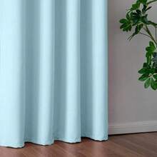 1 Piece Thermal Blackout Curtain 135x225 Cm, Total Light And UV Ray Blocking, Noise And Temperature Insulation, Ideal For Bedroom, Living Room Or TV Room - 天藍色 - 查看 5