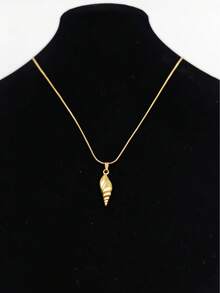 1 pieza Collar con colgante de concha marina chapado en oro de 18K de acero inoxidable, unisex, adecuado para vacaciones en la playa, diseño minimalista y de lujo - Amarillo Oro - Ver 8