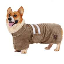 1pc Quick Drying Dog Bathrobe, Dog Embroidered Towel Bathrobe Robe, Super Absorbent Pet Bathrobe With Adjustable Belly Strap, Soft Fabric With Embroidery Craftsmanship - Multicolor - View 45