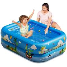 1 pieza Piscina inflable con dosel, piscina de PVC para entretenimiento familiar para fiestas de agua al aire libre, sin necesidad de electricidad ni baterías, incluye múltiples accesorios - A - Ver 6