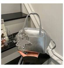 Sac à main pour femme frais et aux couleurs bonbon, sac de travail au style minimaliste, sac à bandoulière et sac croisé tendance et polyvalent. - Argent - Voir 4
