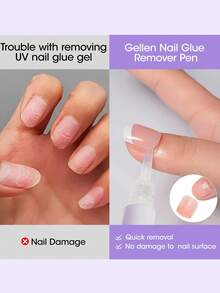 Gellen Nail Glue Remover Pen, Nail Glue Remover For Press On Nails, 2 Pcs Non Acetone Gel Glue Off Remover, Click & Remove Design 10s Quick Remove For Nail Tips Fake Nails Solid Glue Gel - bút tẩy keo dán móng - Xem 4