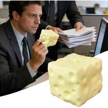 Large Cheese S-Shaped Soft Cheese, S-Shaped Fragile Cheese. Sugar Block-Shaped Soft Texture Toy, Slowly Rebounds And Can Be Deformed. Squishy Ball For Release With An Elastic Feeling. Helps Adults Relieve Stress. For Tabletop Use. - 起司捏捏樂 - 查看 3